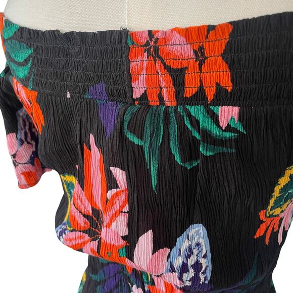 Old Navy Gauzy Midi Dress Off the Shoulder Tropical Resortwear Cover Up Size XS - Picture 4 of 10